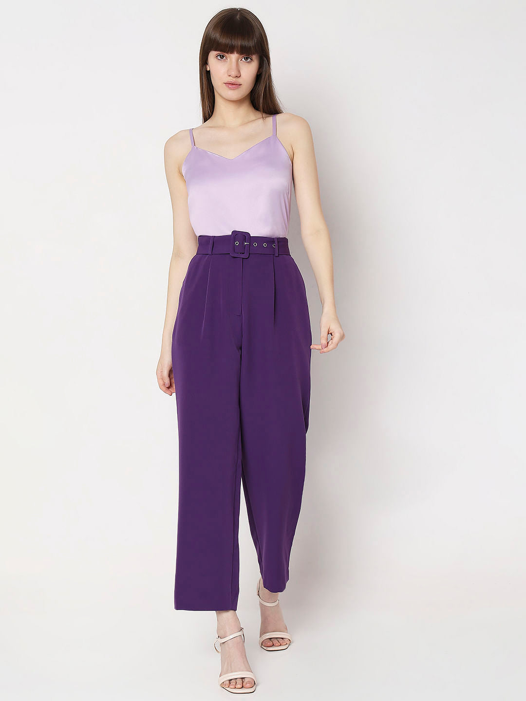 Purple High Rise Co-Ord Set Pants