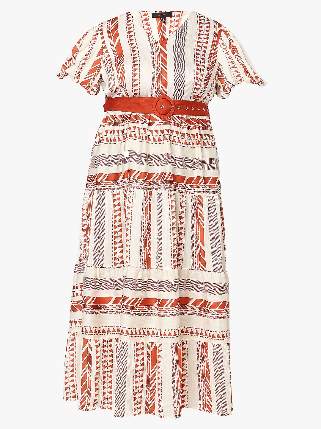 Curve Red Geometric Print Maxi Dress