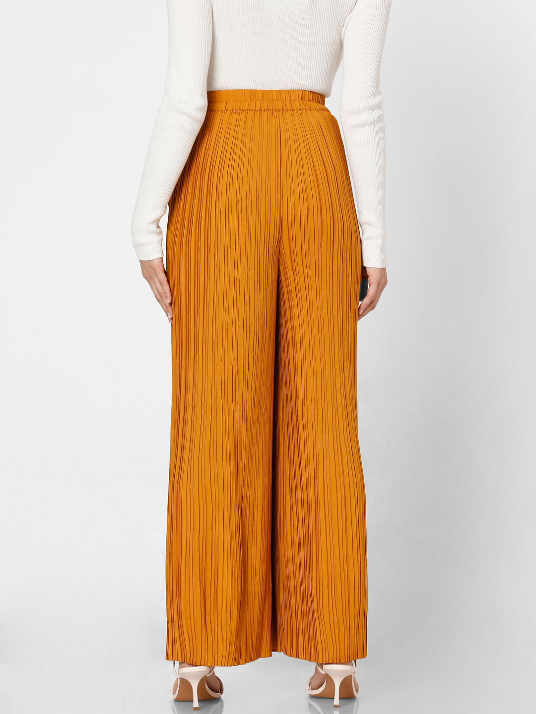 Orange High Rise Pleated Pants