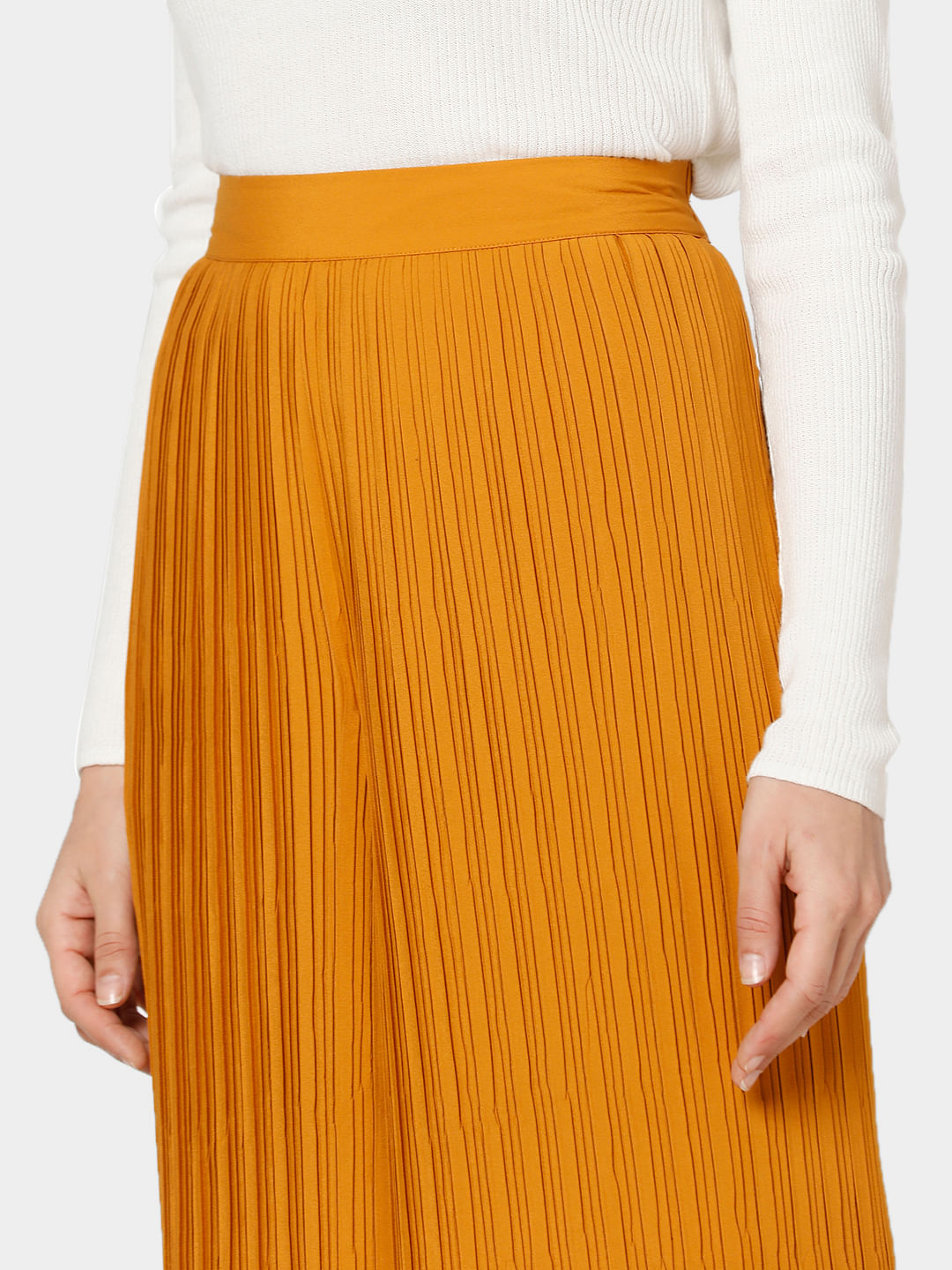 Orange High Rise Pleated Pants