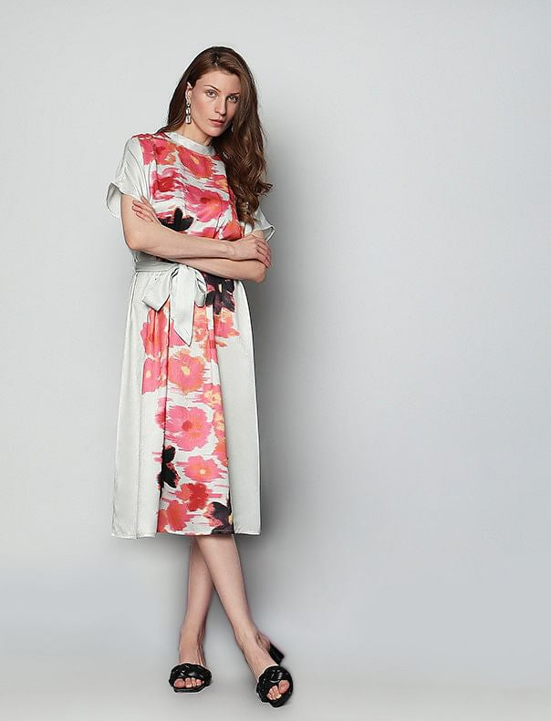 Off-White Floral Midi Dress