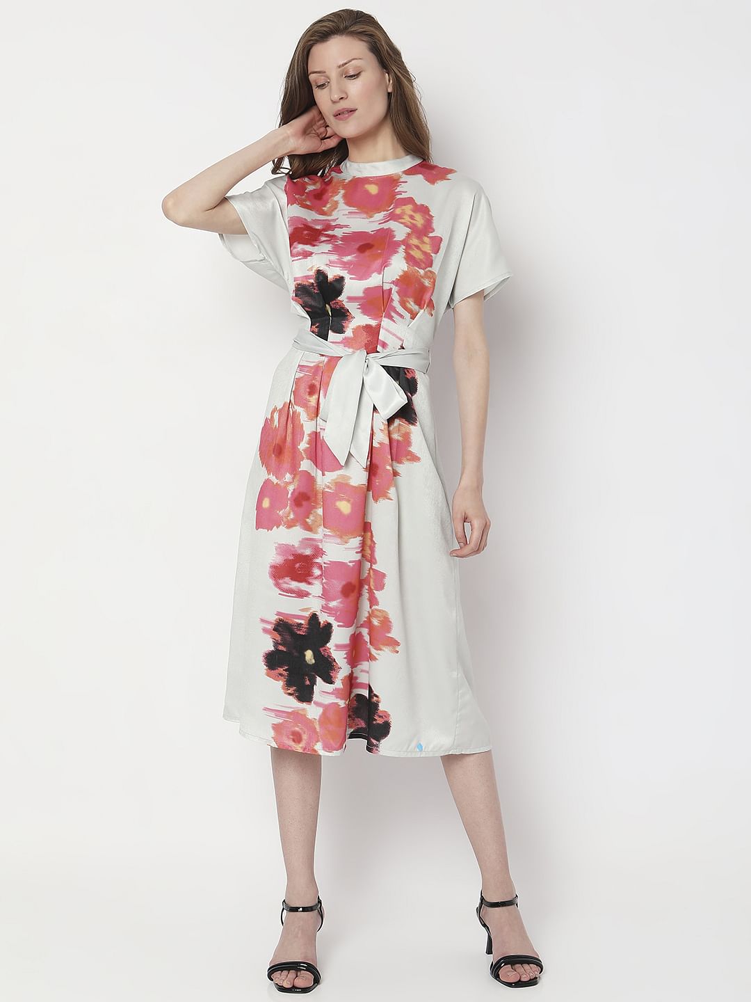 Off-White Floral Midi Dress