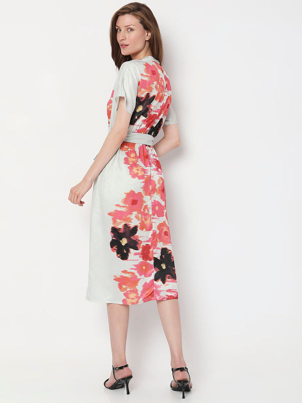 Off-White Floral Midi Dress