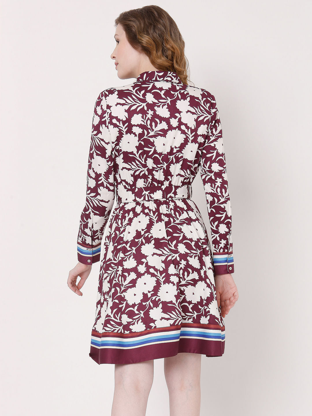 Red Floral Shirt Dress