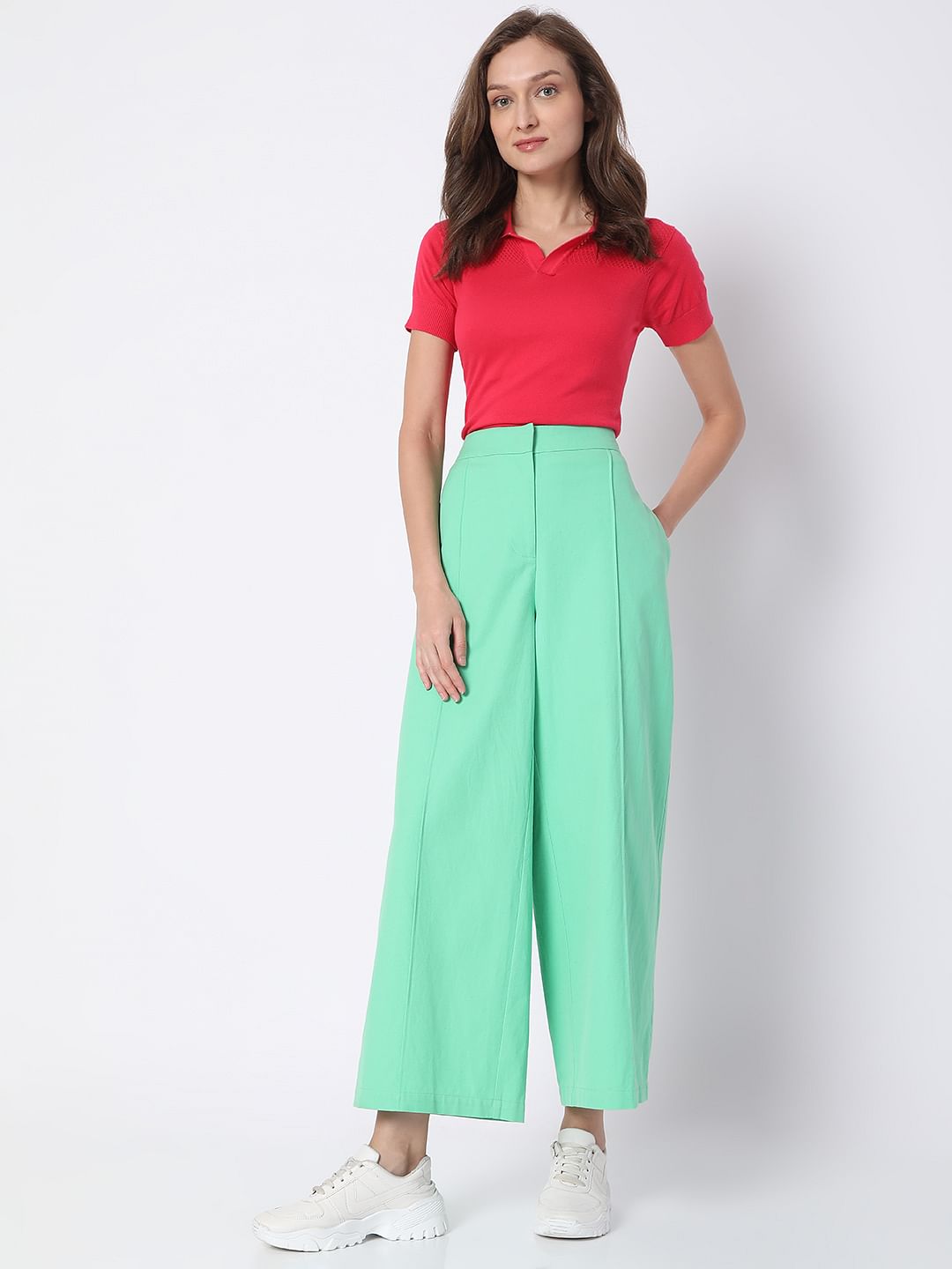 Mint Green High Rise Co-Ord Set Culottes