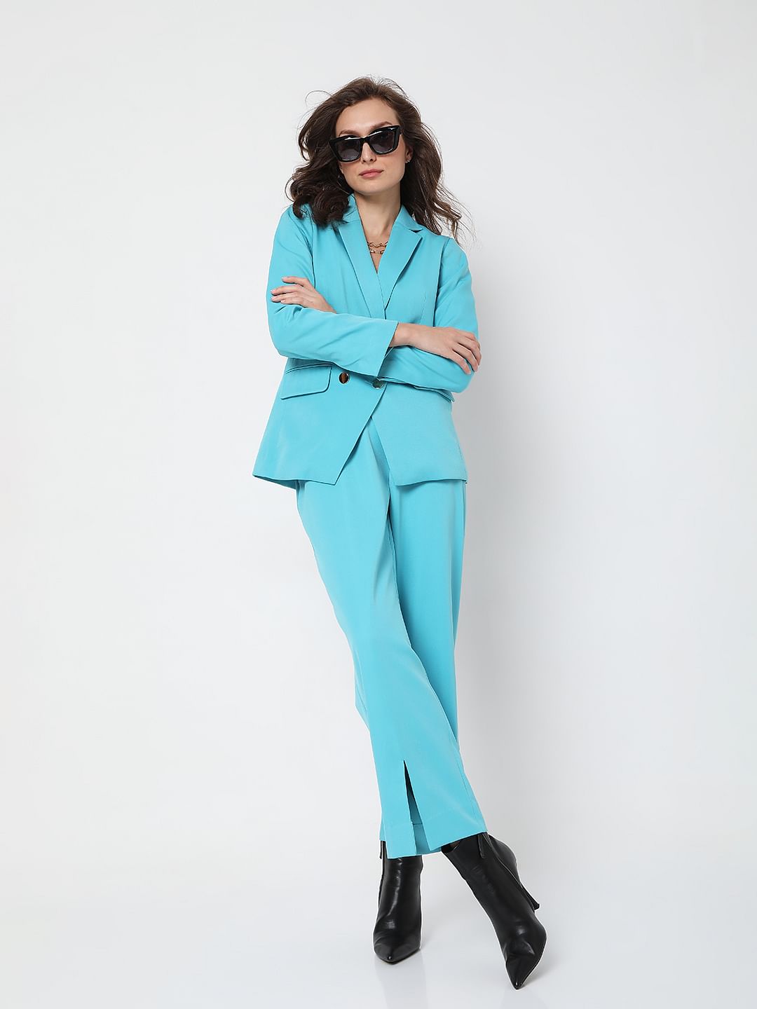 Blue High Rise Tailored Co-Ord Trousers