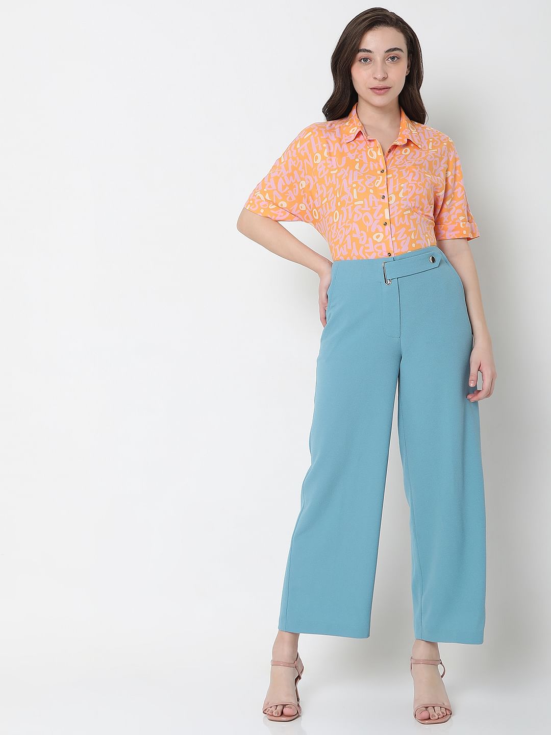 Blue High Rise Culottes