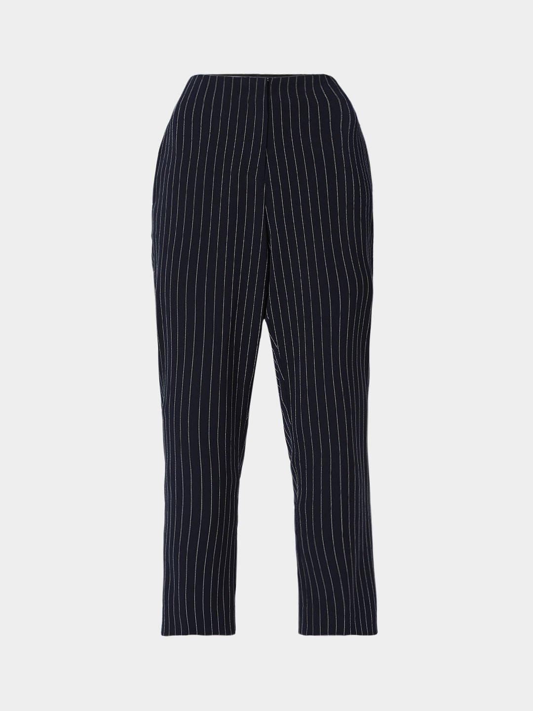 Navy Blue Mid Rise Striped Pants
