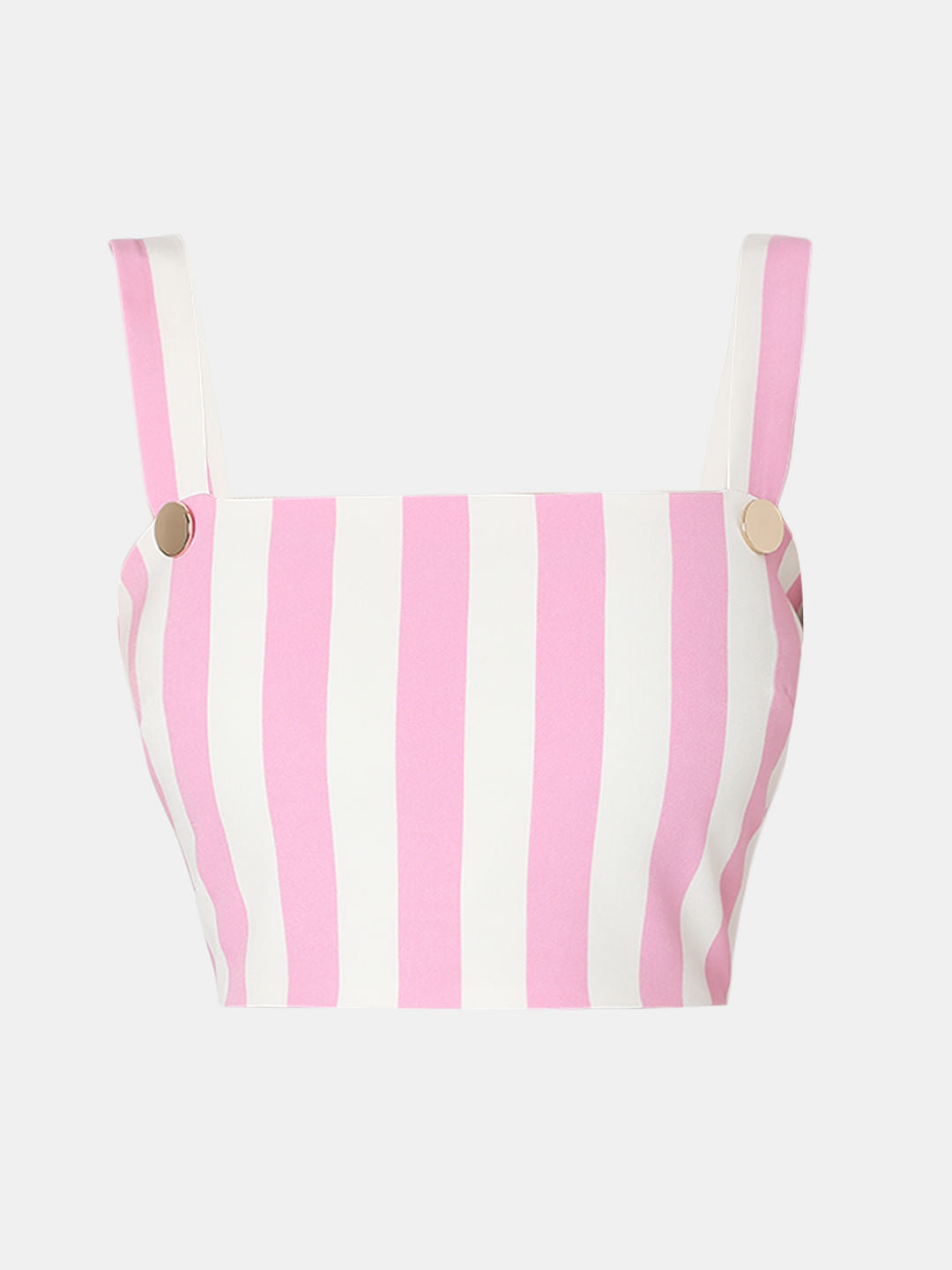 White Striped Co-Ord Set Crop Top