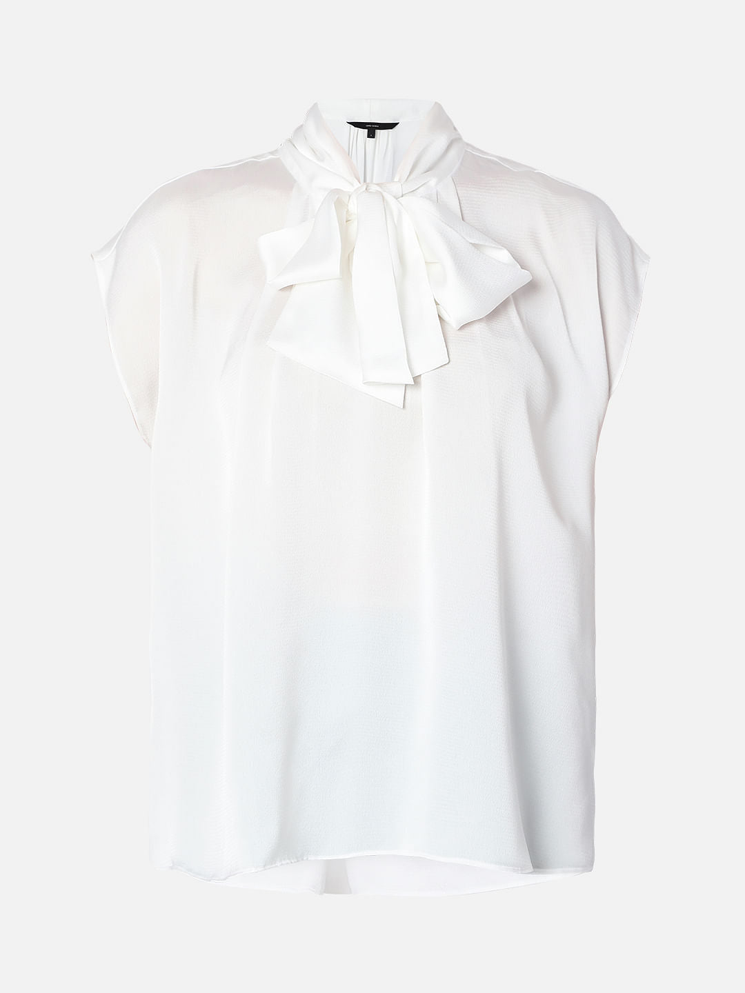 White Pussy Bow Top