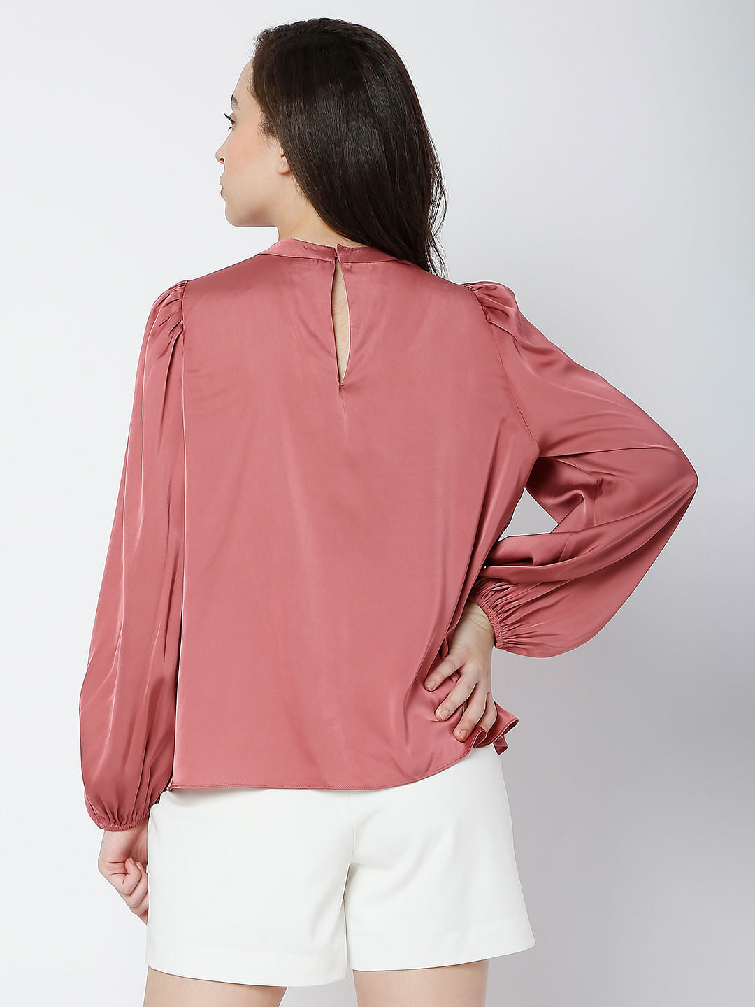 Pink Satin High Neck Top
