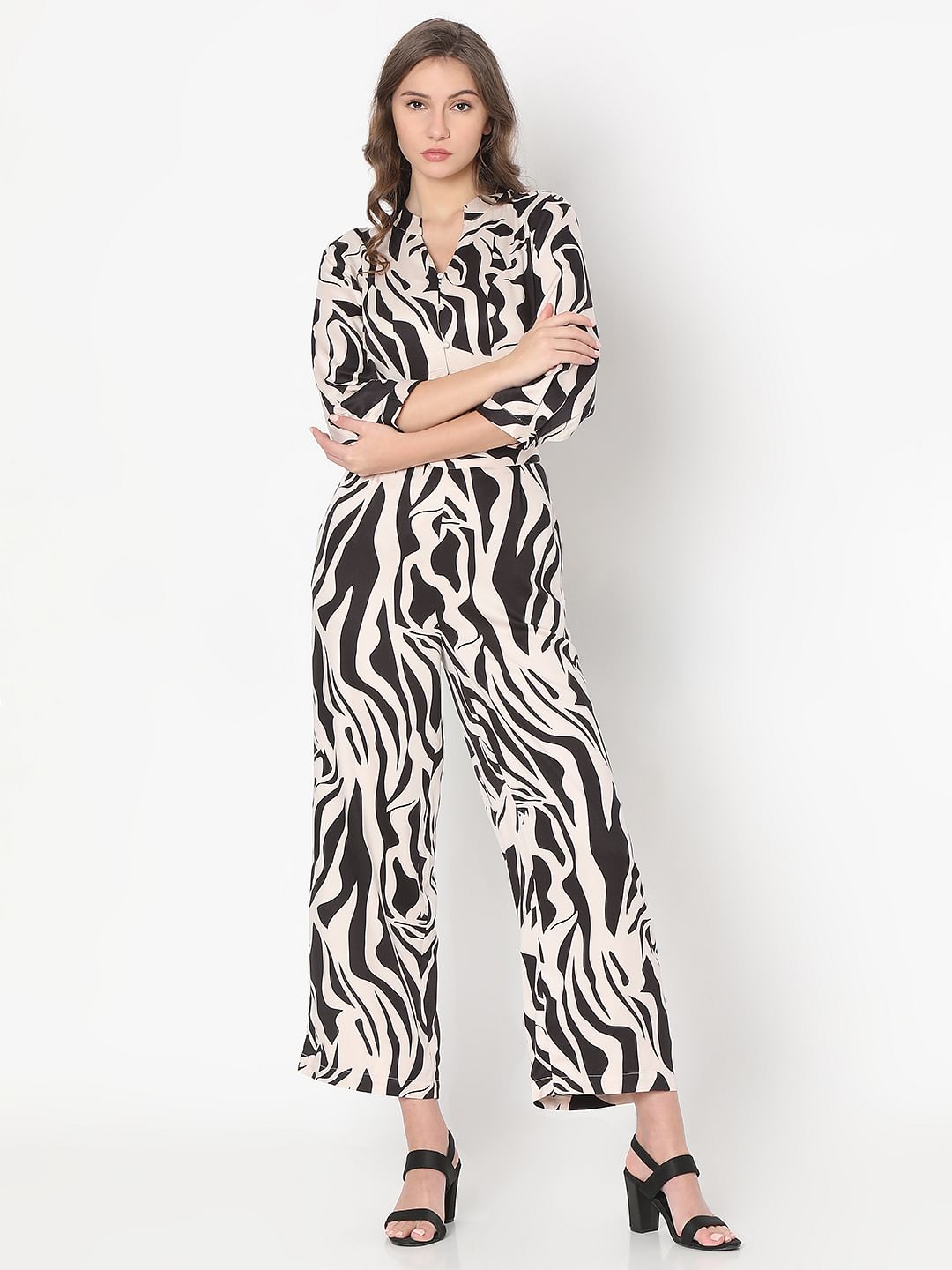 Black Animal Print Co-Ord Set Pants