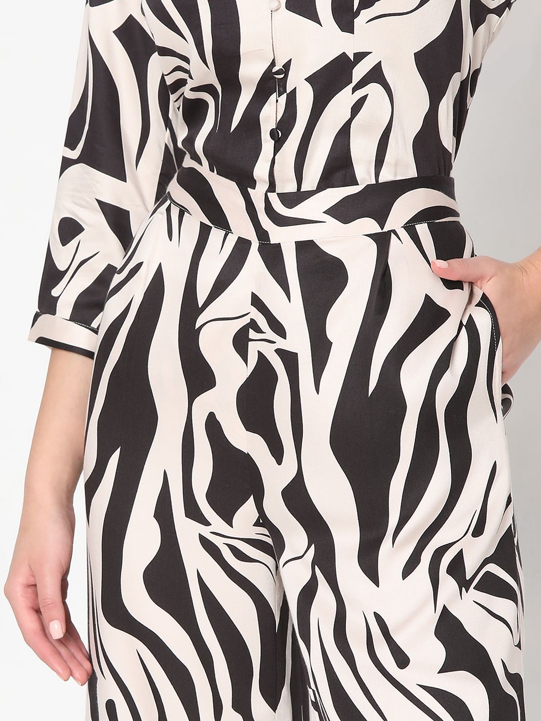 Black Animal Print Co-Ord Set Pants