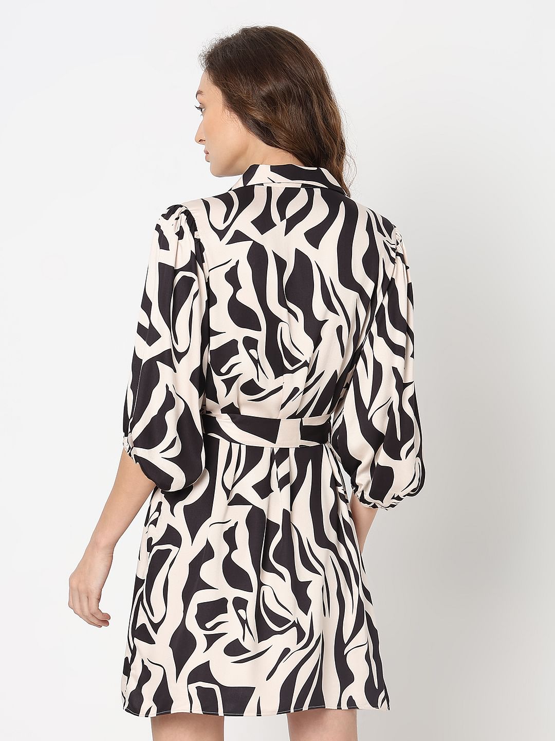 Black Printed Mini Dress