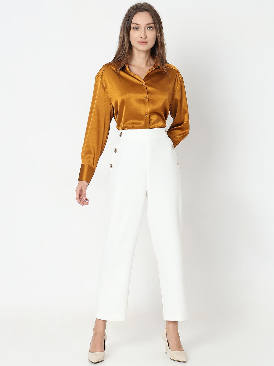 White High Rise Pants