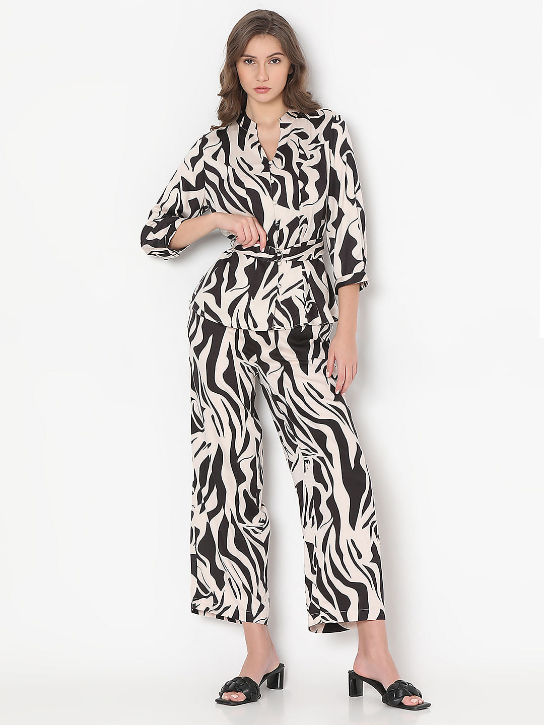 Black Printed Co-Ord Set Top