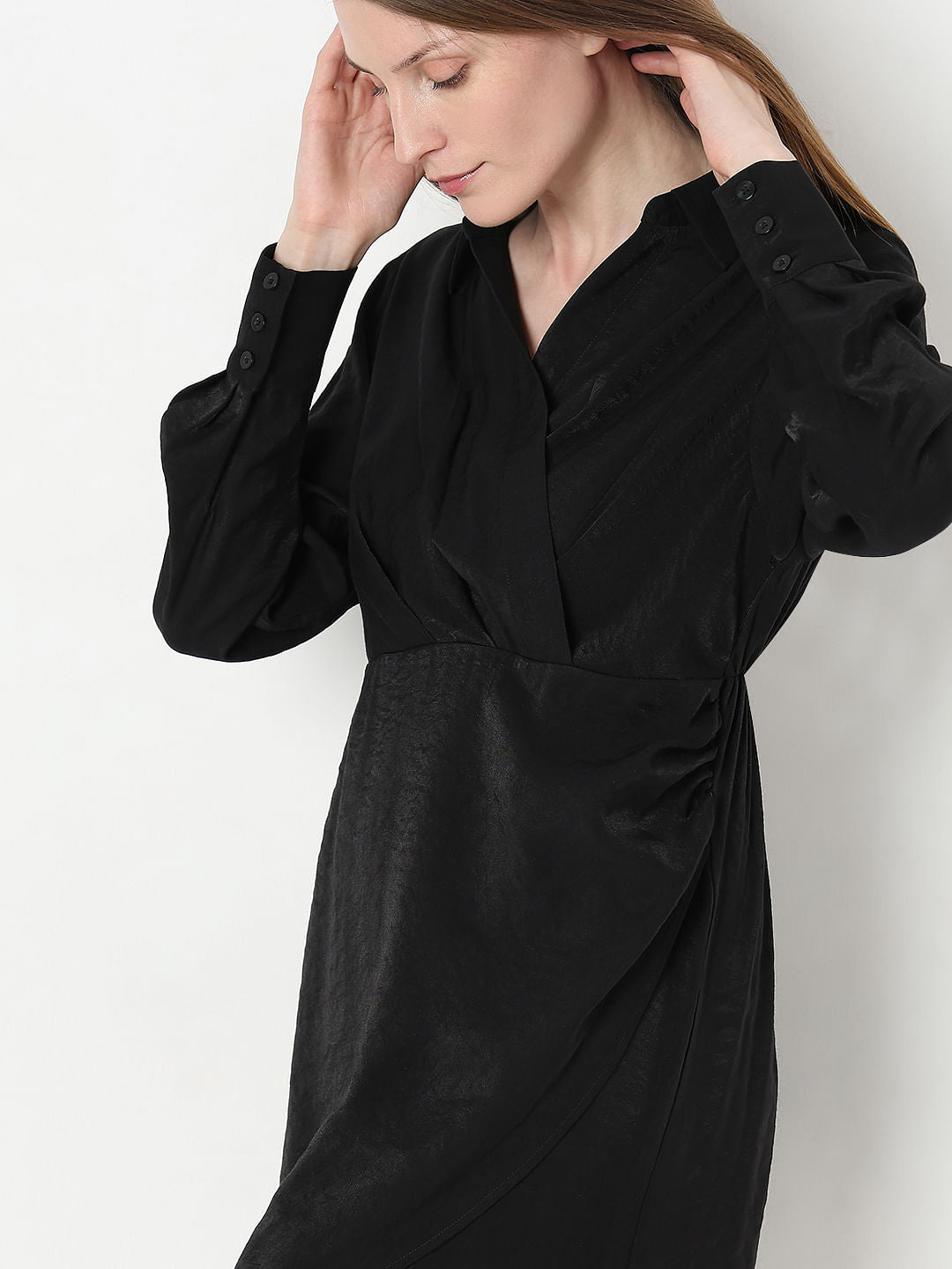 Black Asymmetric Shirt Dress