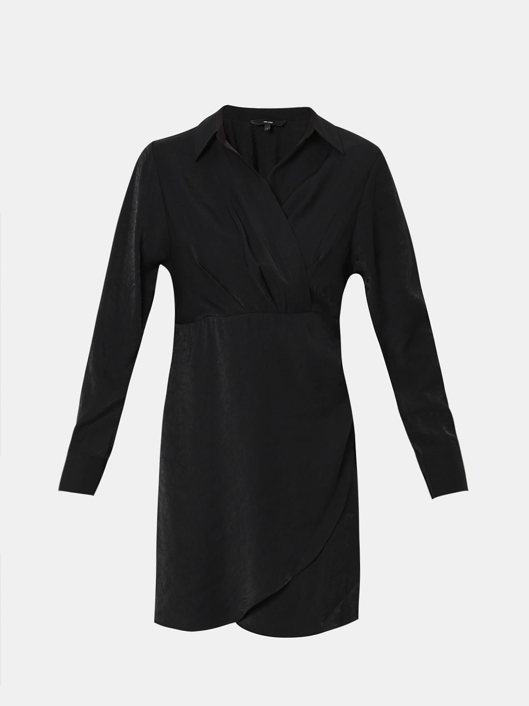 Black Asymmetric Shirt Dress