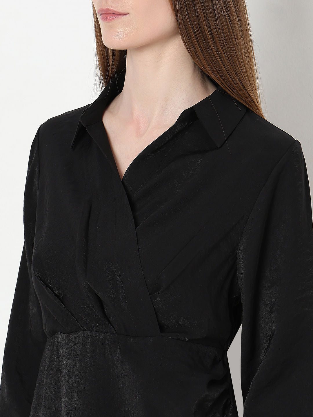 Black Asymmetric Shirt Dress