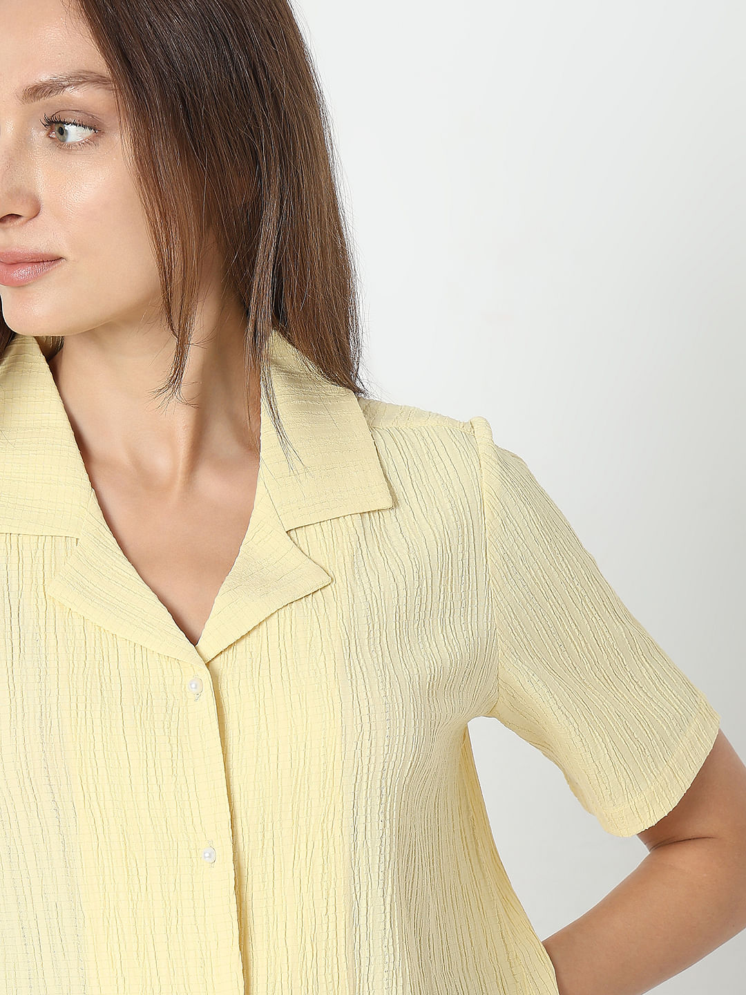 Light Yellow Crinkled Shirt
