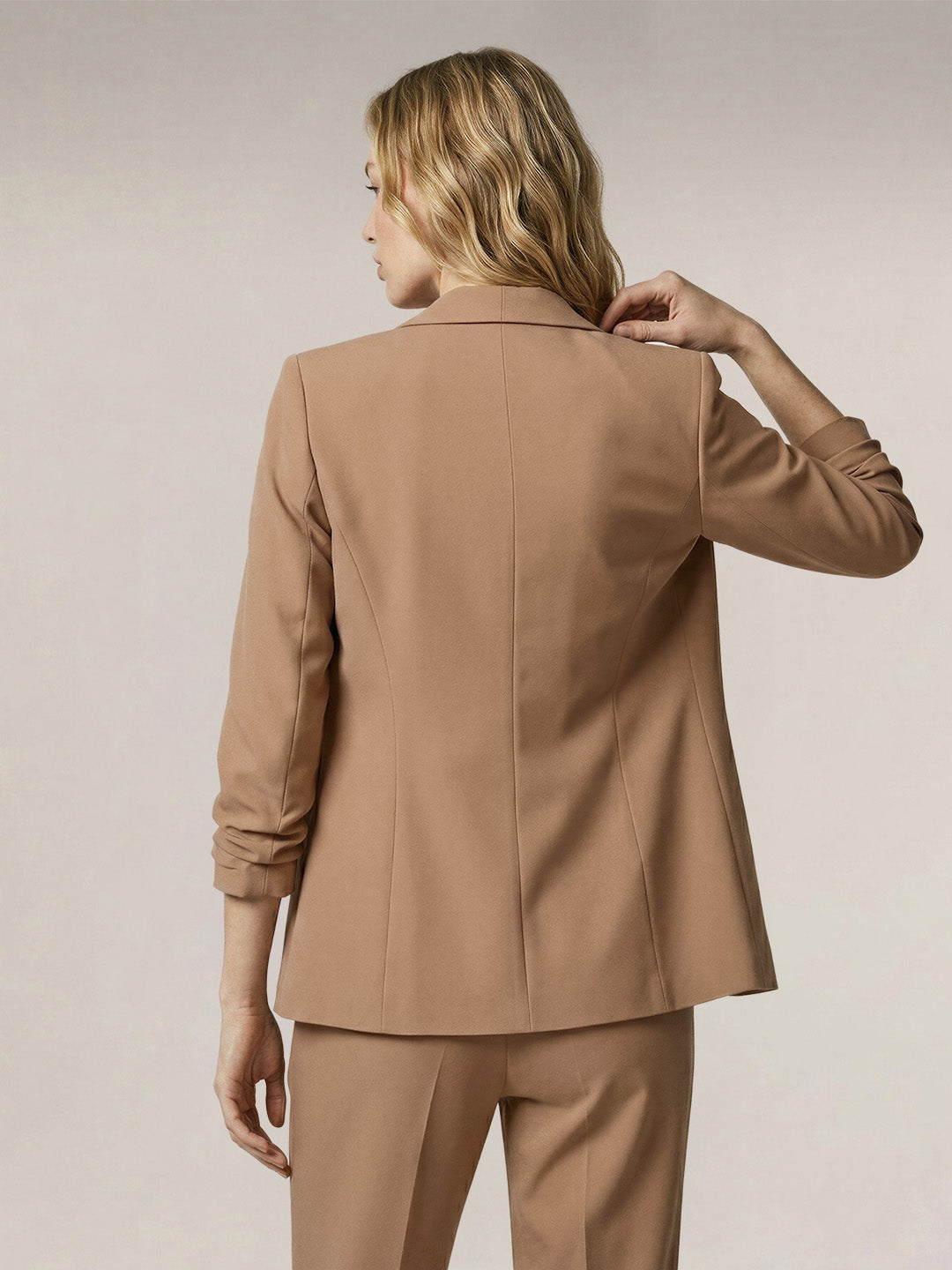 Ruched Cuff Sleeves Blazer