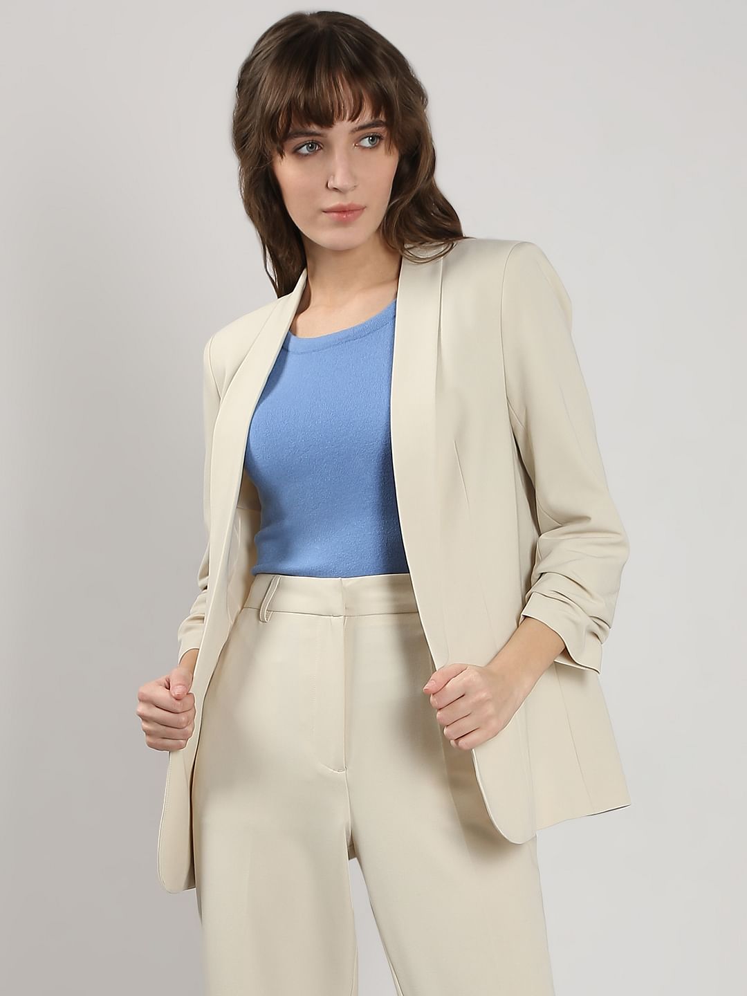 Beige Shawl Collar Blazer