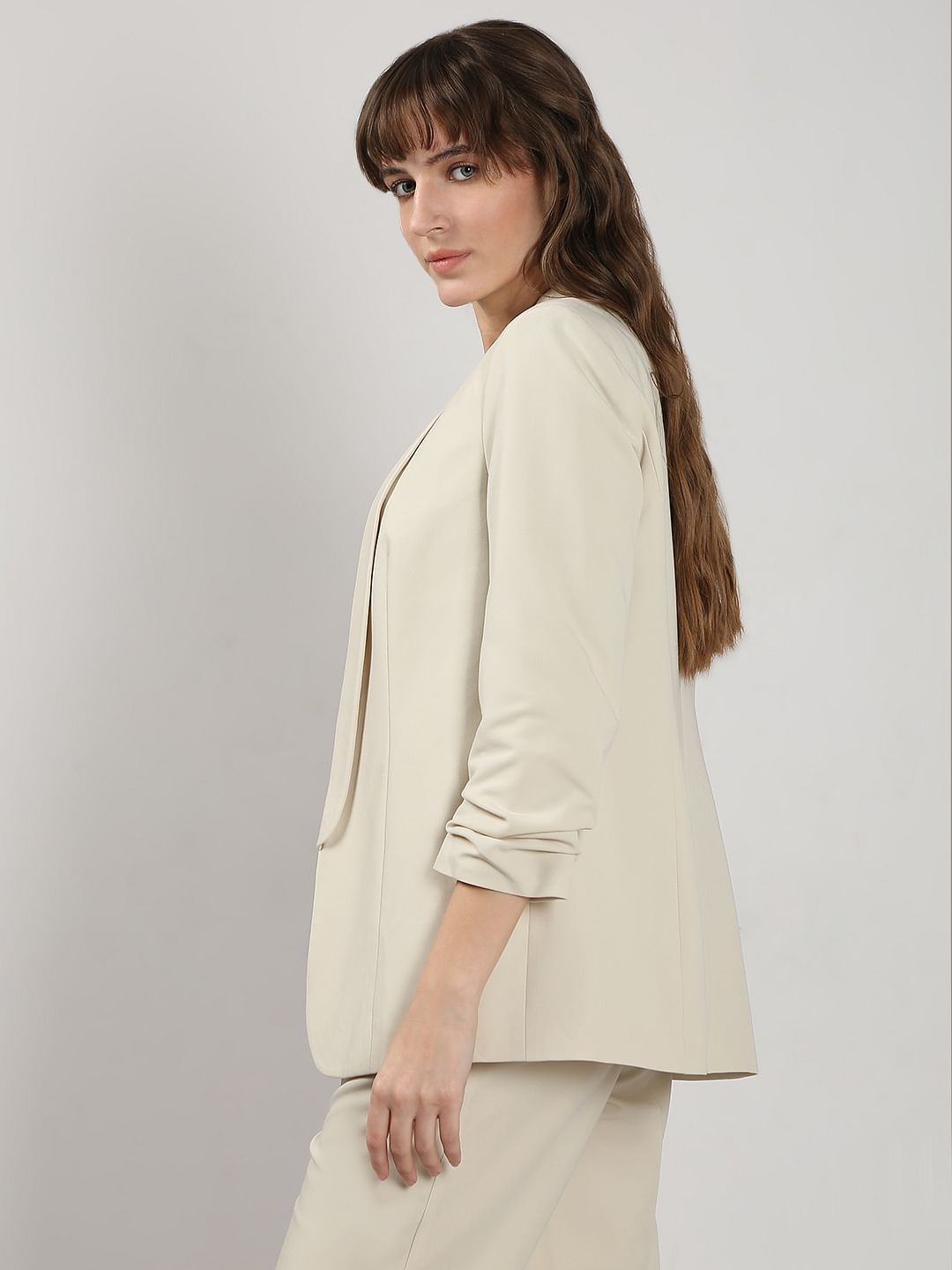 Beige Shawl Collar Blazer