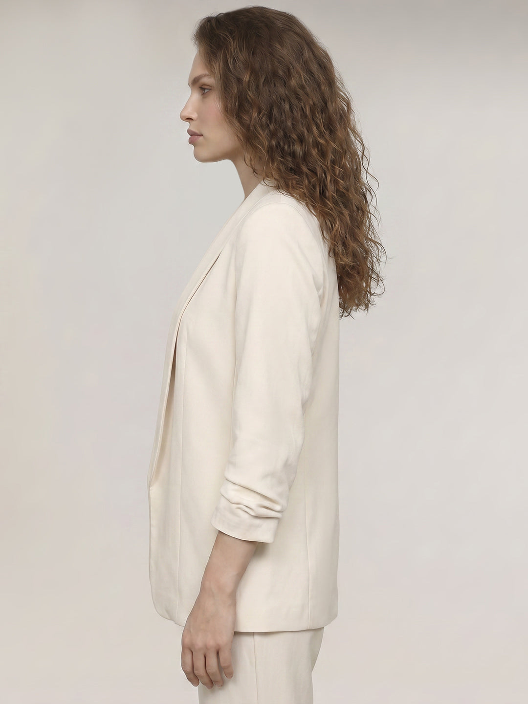 Beige Longline Tailored Blazer
