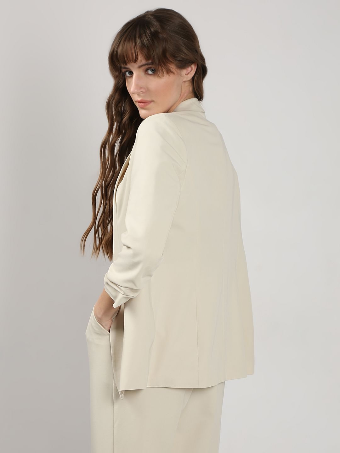 Beige Shawl Collar Blazer