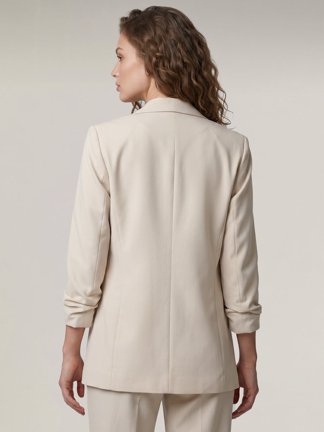 Beige Longline Tailored Blazer