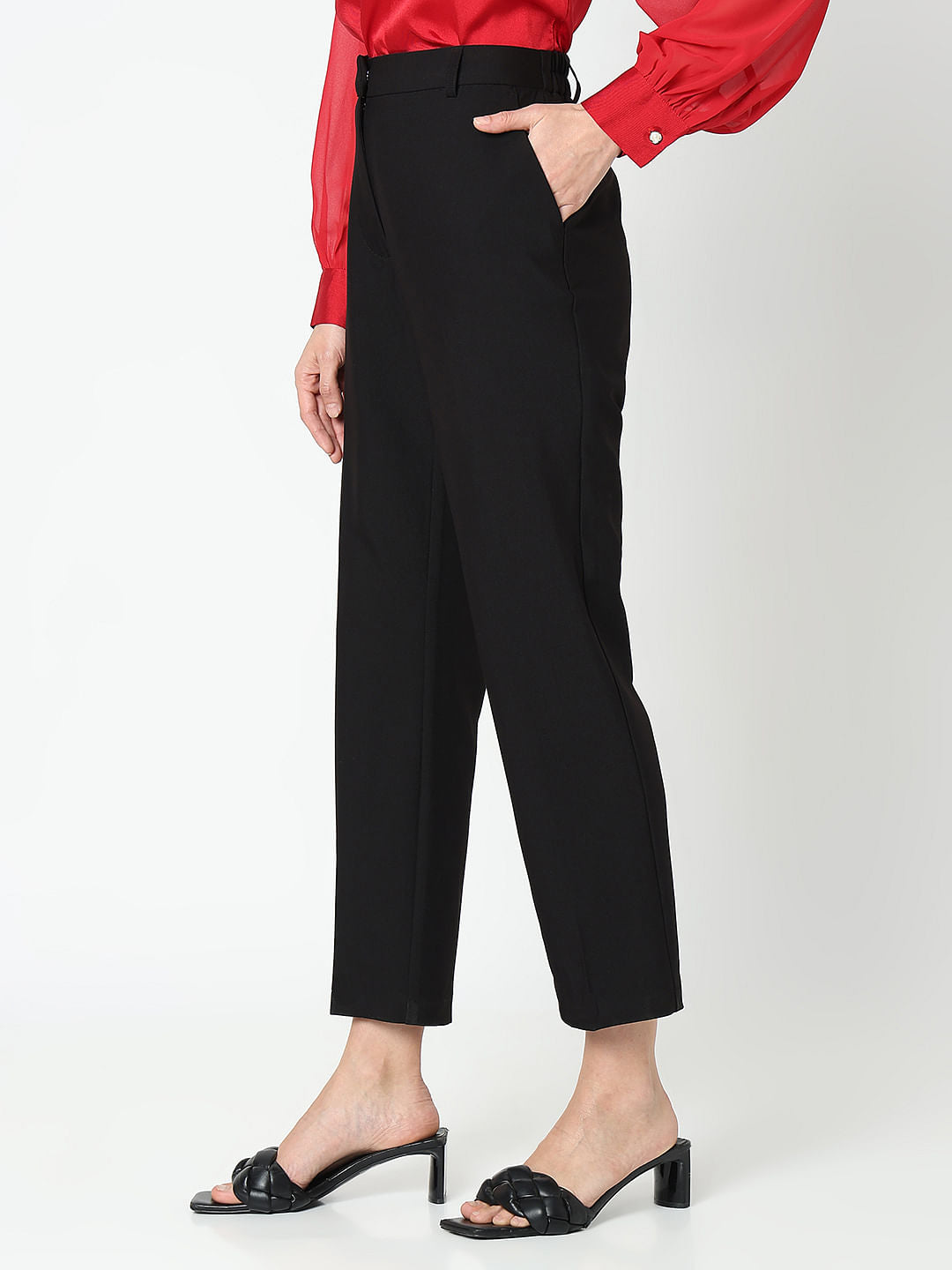 Black Ankle Length Co-Ord Set Trousers