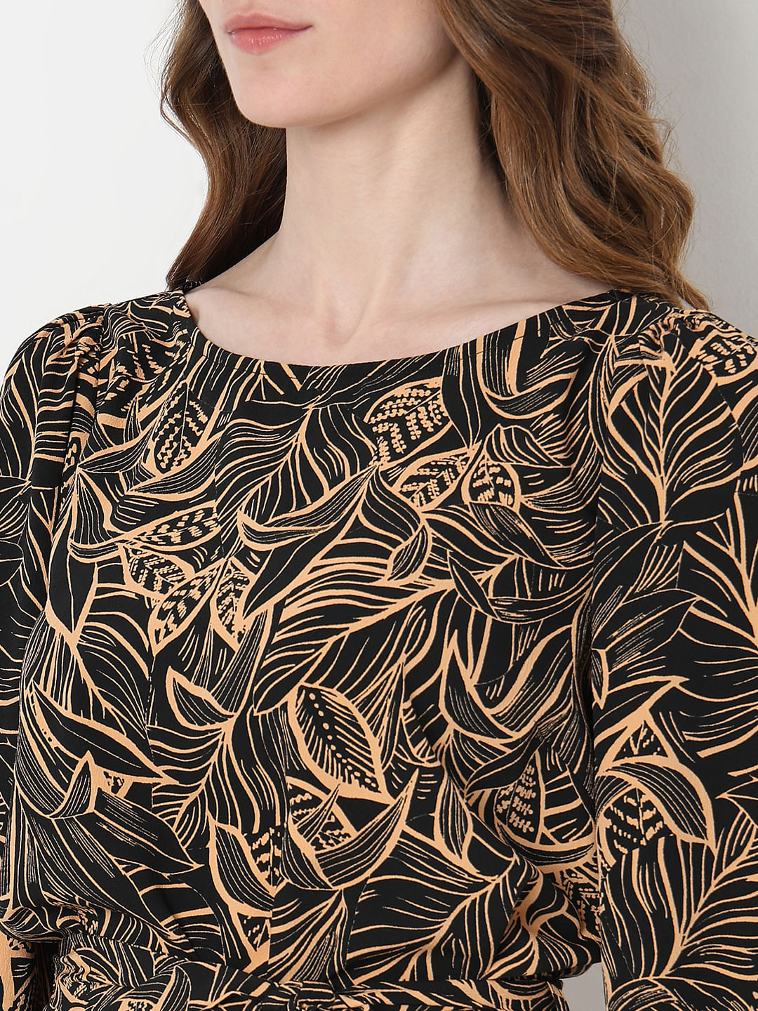 Black Printed Fit & Flare Dress