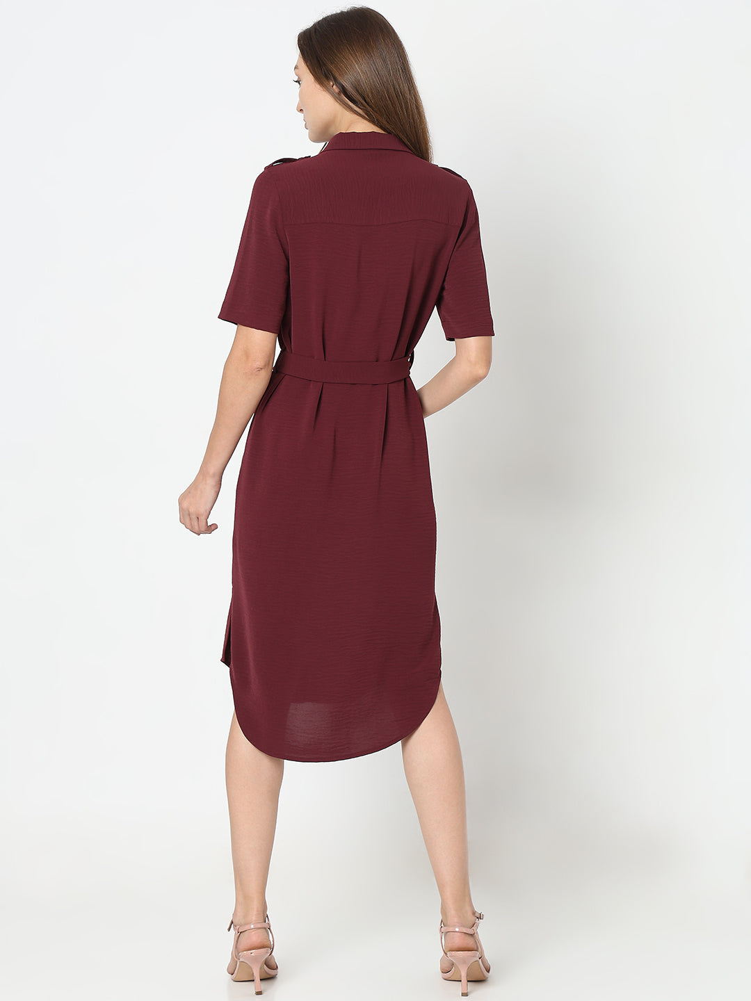 Belted Midi Shirt Dress