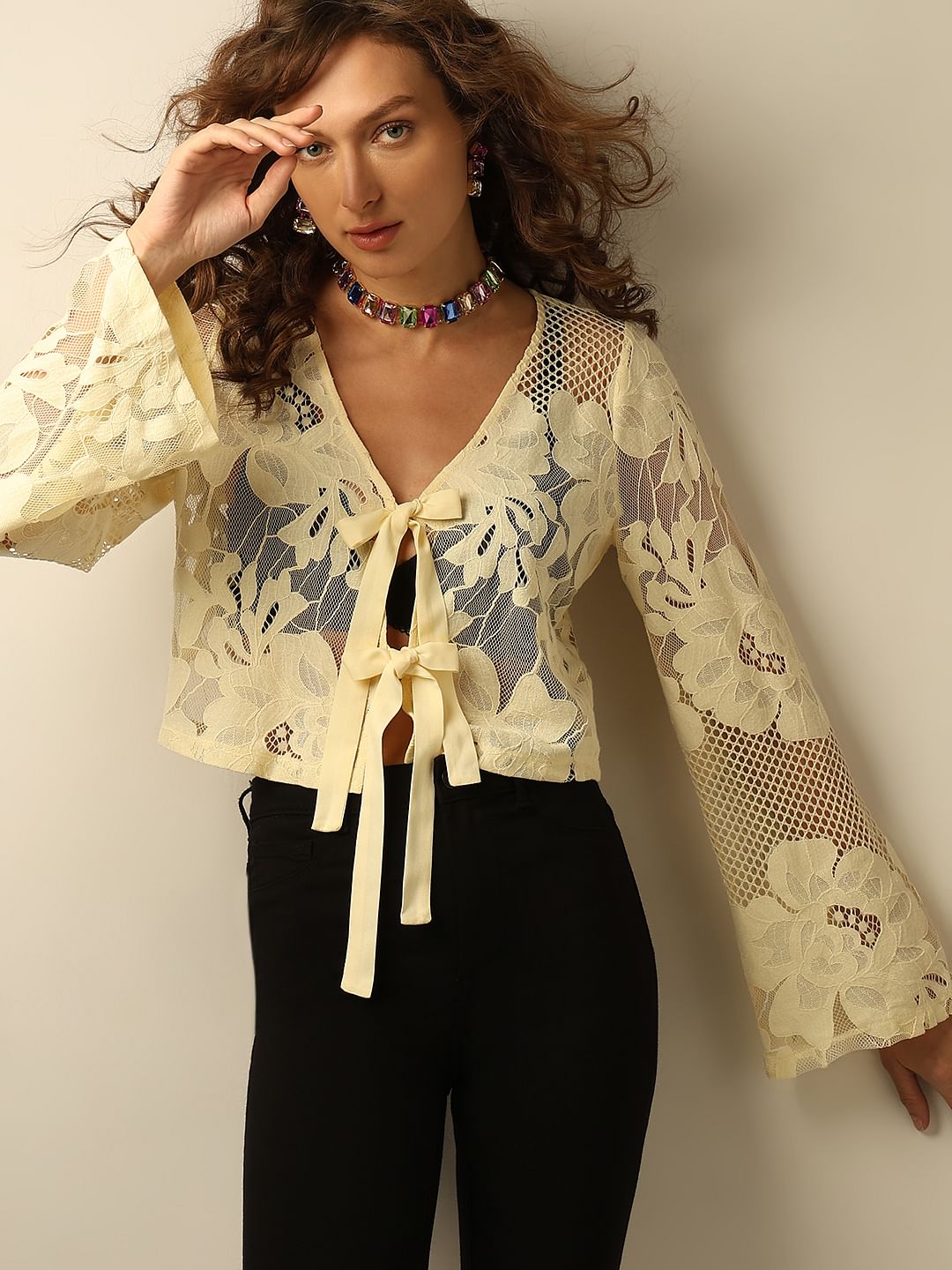 Light Yellow Lace Cardigan