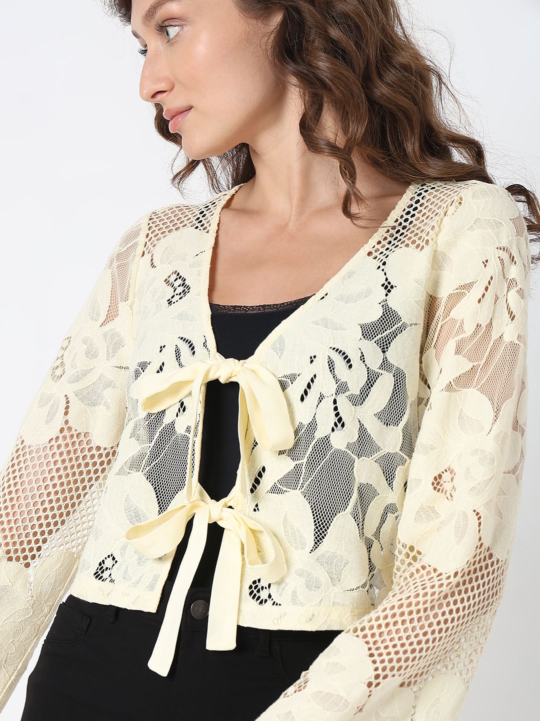 Light Yellow Lace Cardigan