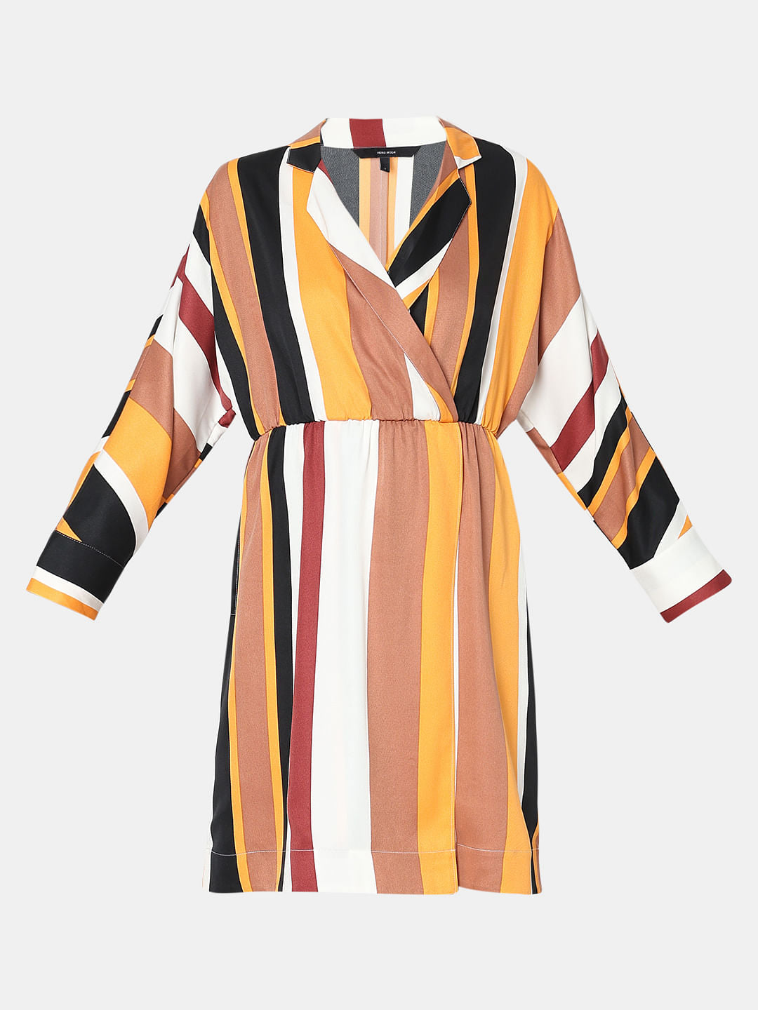 White Striped Mock Wrap Dress