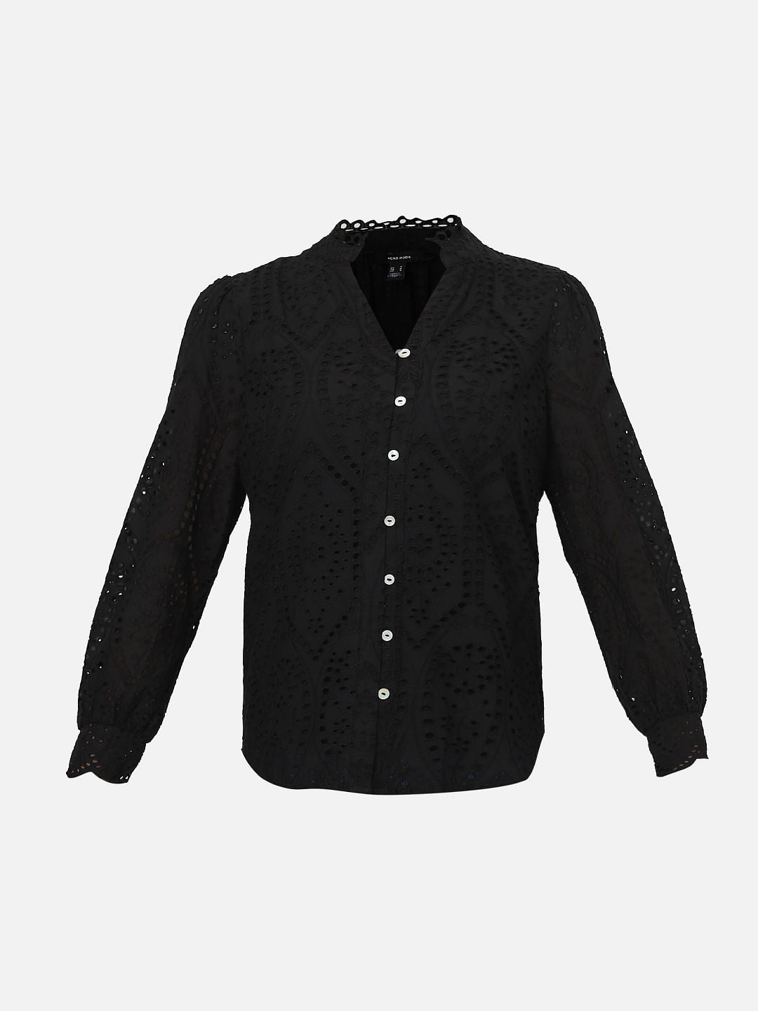 Black Schiffli Cotton Shirt