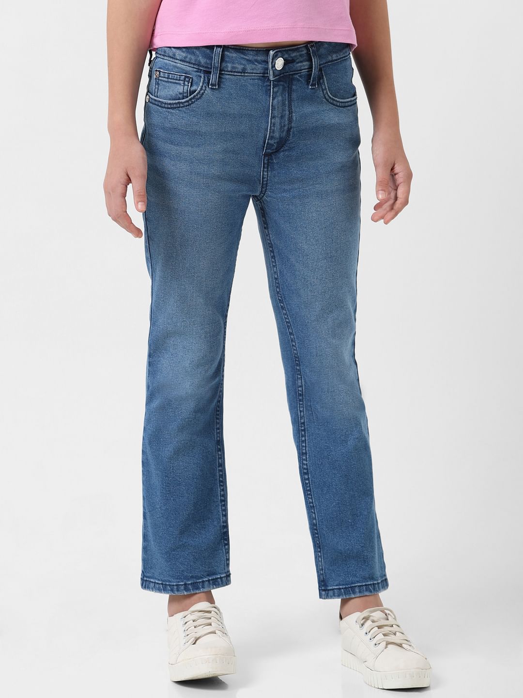 Girl Blue Mid Rise Bootcut Jeans
