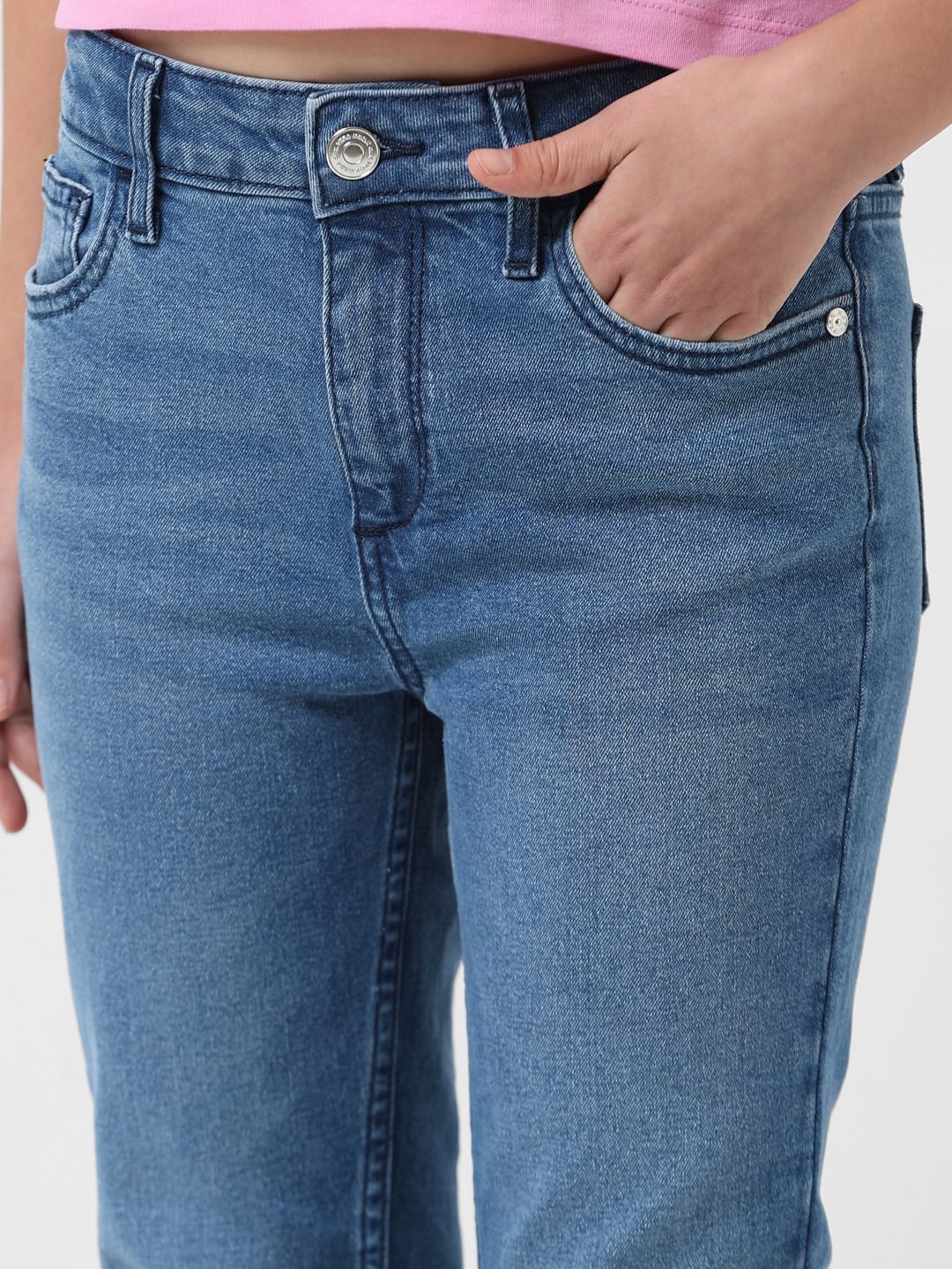 Girl Blue Mid Rise Bootcut Jeans