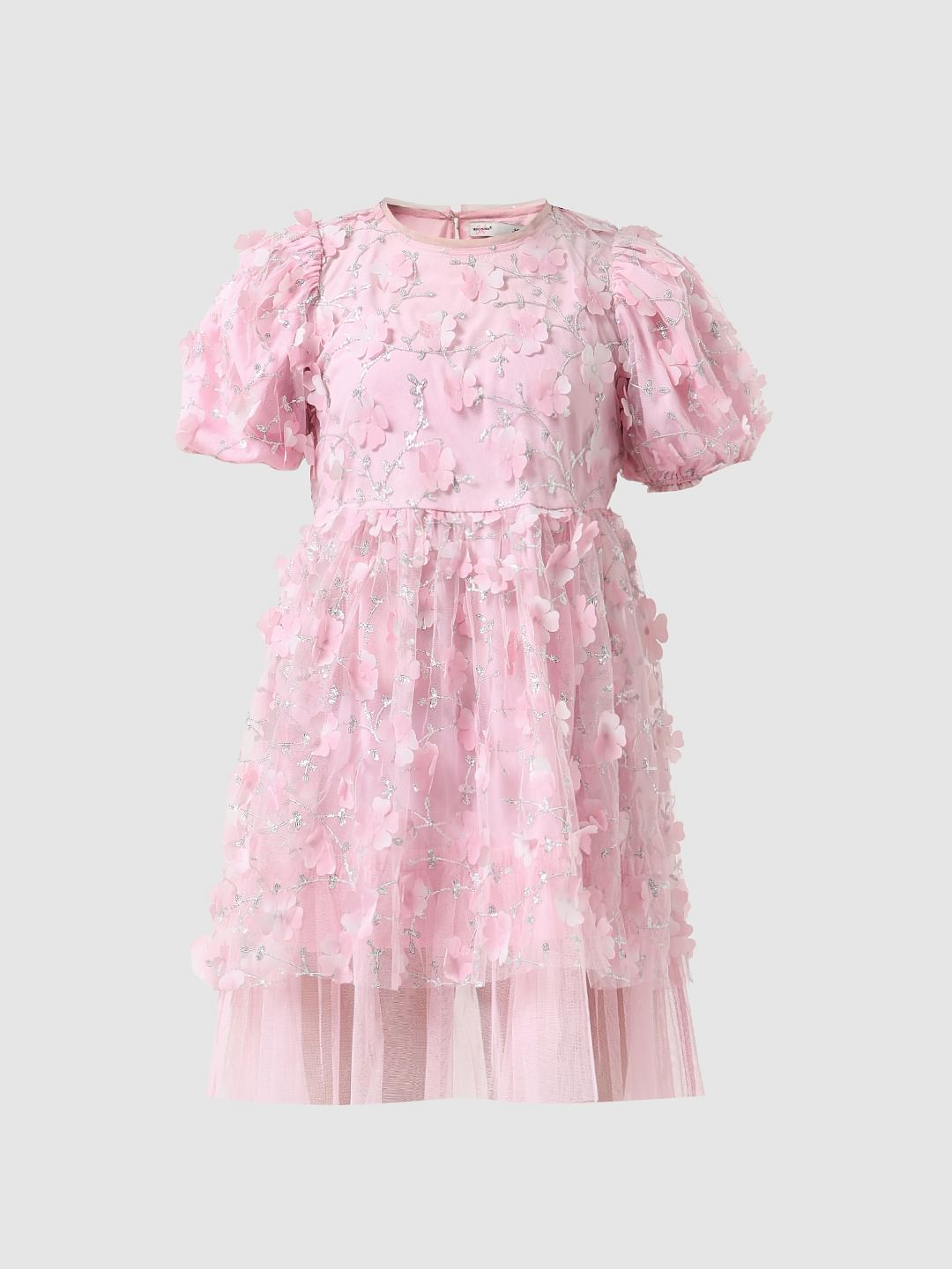 Girl Pink Floral Print Fit & Flare Dress