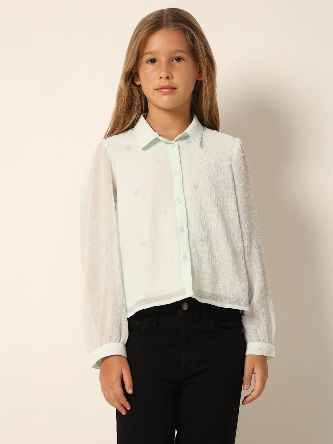 Light Green Embroidered Shirt