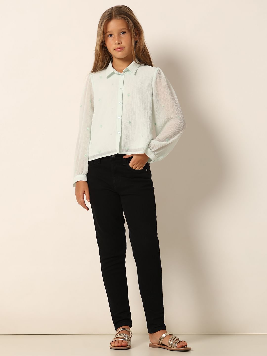 Light Green Embroidered Shirt