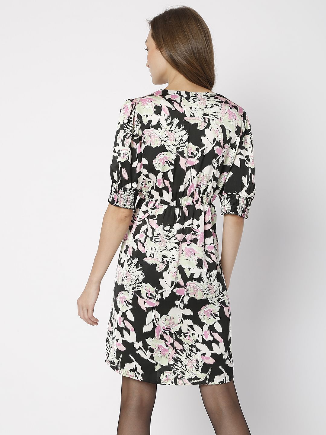 Black Floral Fit & Flare Dress