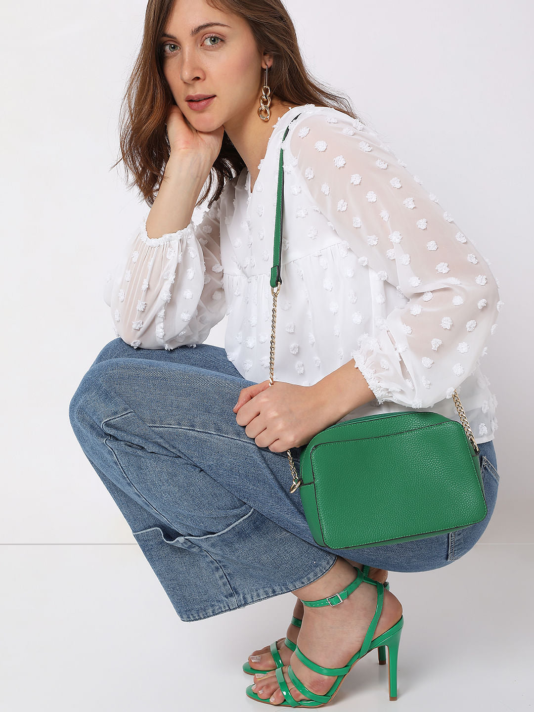 White Dobby Textured Top