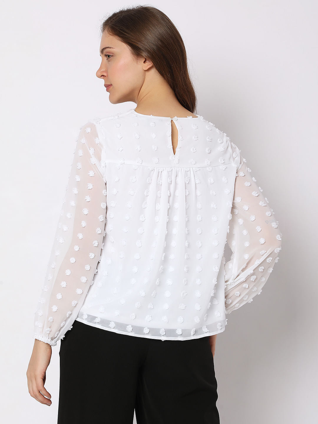 White Dobby Textured Top