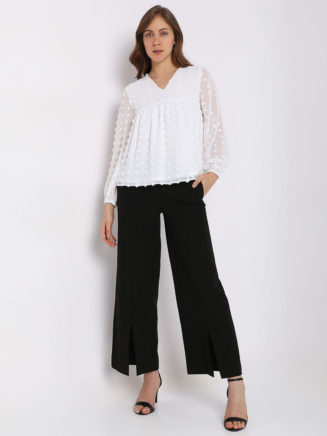 White Dobby Textured Top