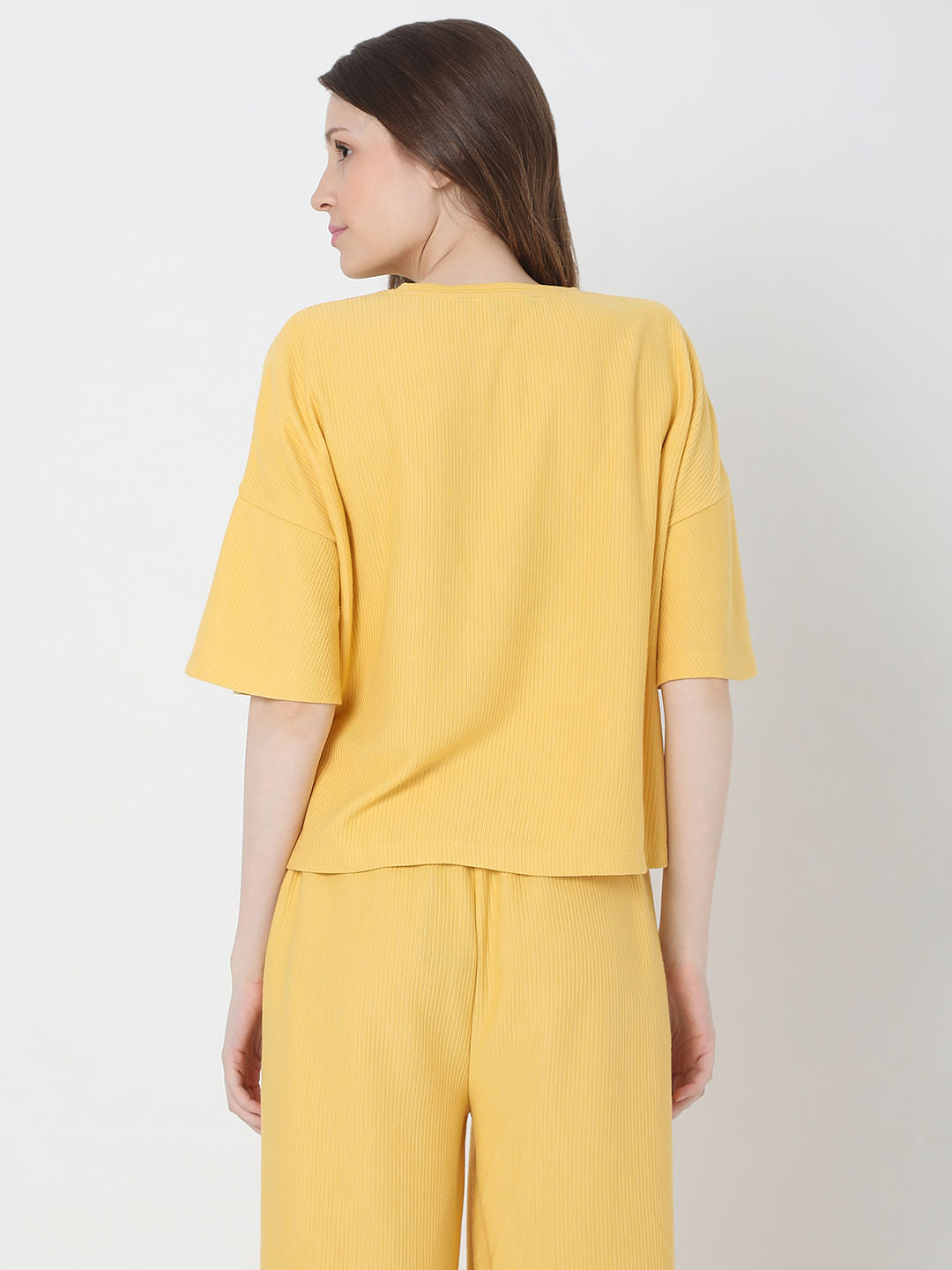 Yellow Ribbed Co-Ord Top