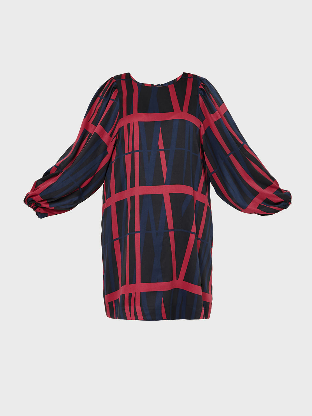 Curve Black Geometric Print Shift Dress