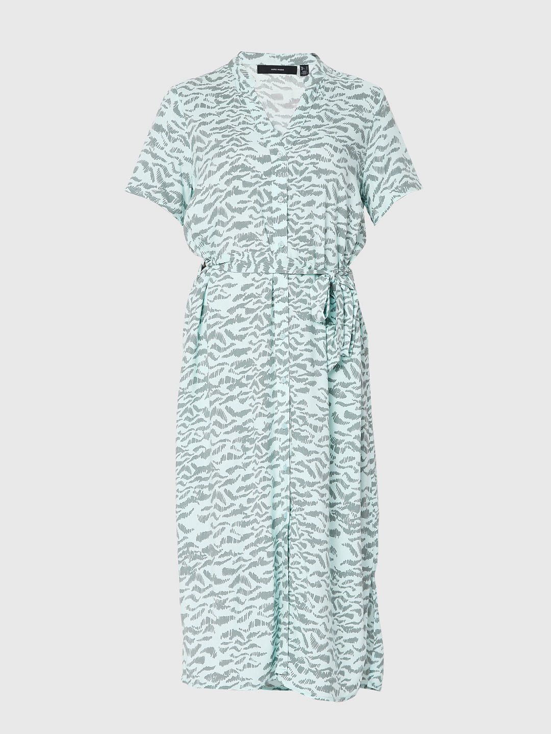 Green Abstract Print Midi Dress