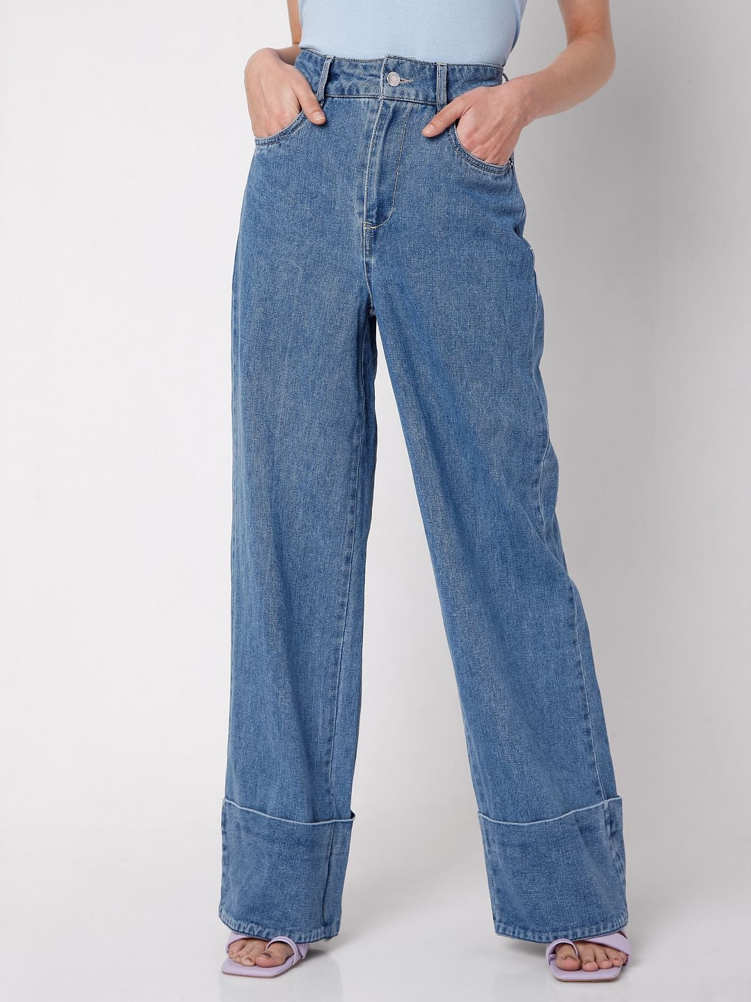 Blue High Rise Zoey Wide-Leg Jeans